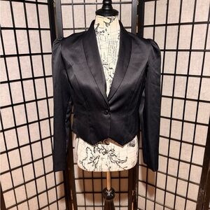 Stefano Vintage Satin Tailored Crop bolero y2k formal evening Blazer L goth fit